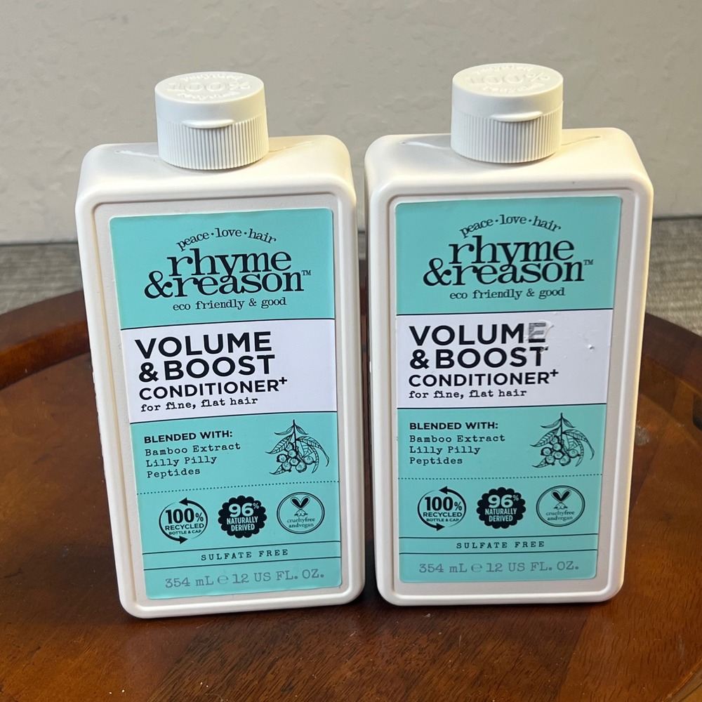 Rhyme & Reason Volume Boost Conditioner 12oz 2pk Fine Flat Hair Bamboo Peptides